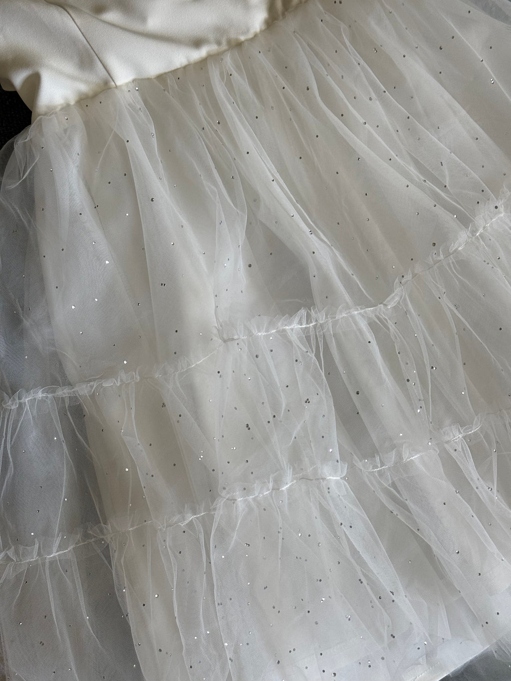 Altar'd State Strapless Sparkle Tulle Mini Dress, White