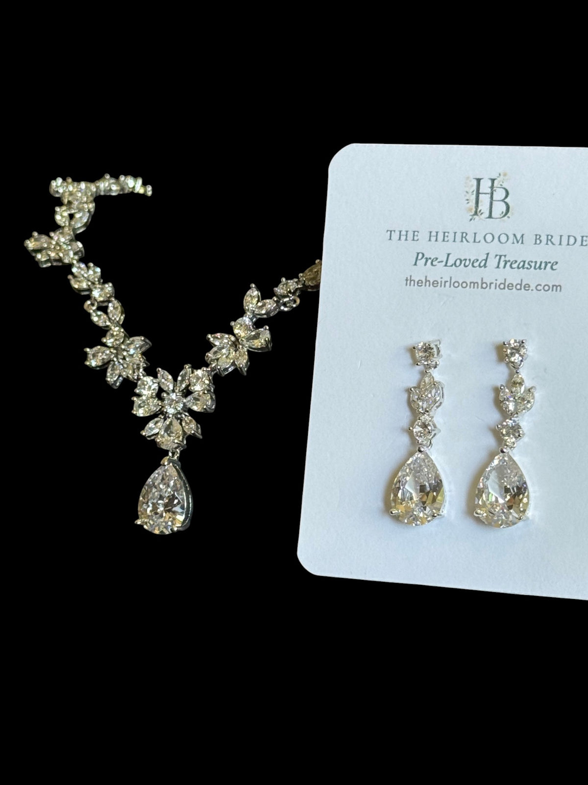 Cubic Zirconia Vine Bridal Necklace & Earring Set
