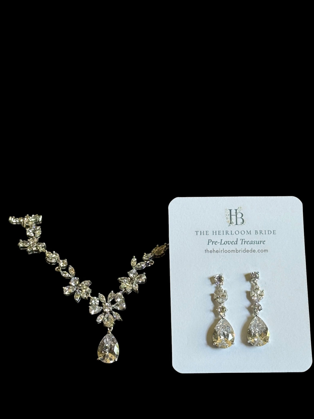 Cubic Zirconia Vine Bridal Necklace & Earring Set