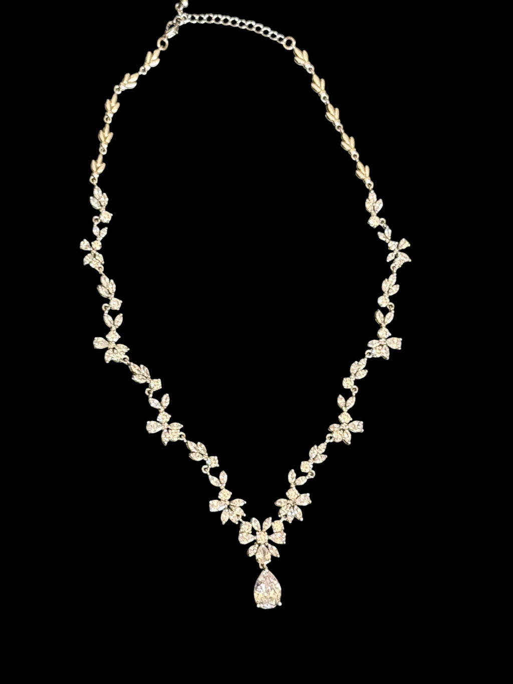 Cubic Zirconia Vine Bridal Necklace & Earring Set