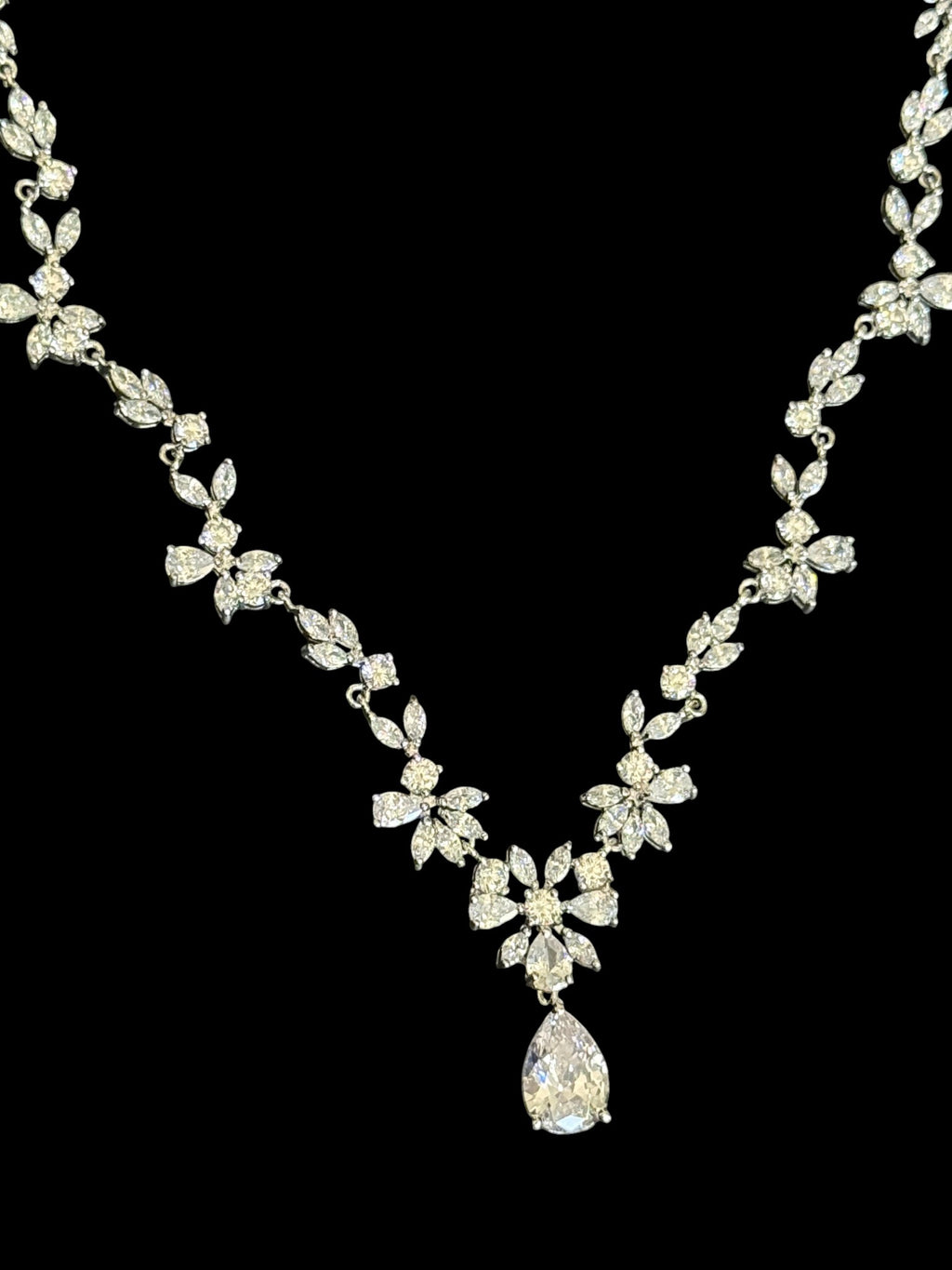 Cubic Zirconia Vine Bridal Necklace & Earring Set