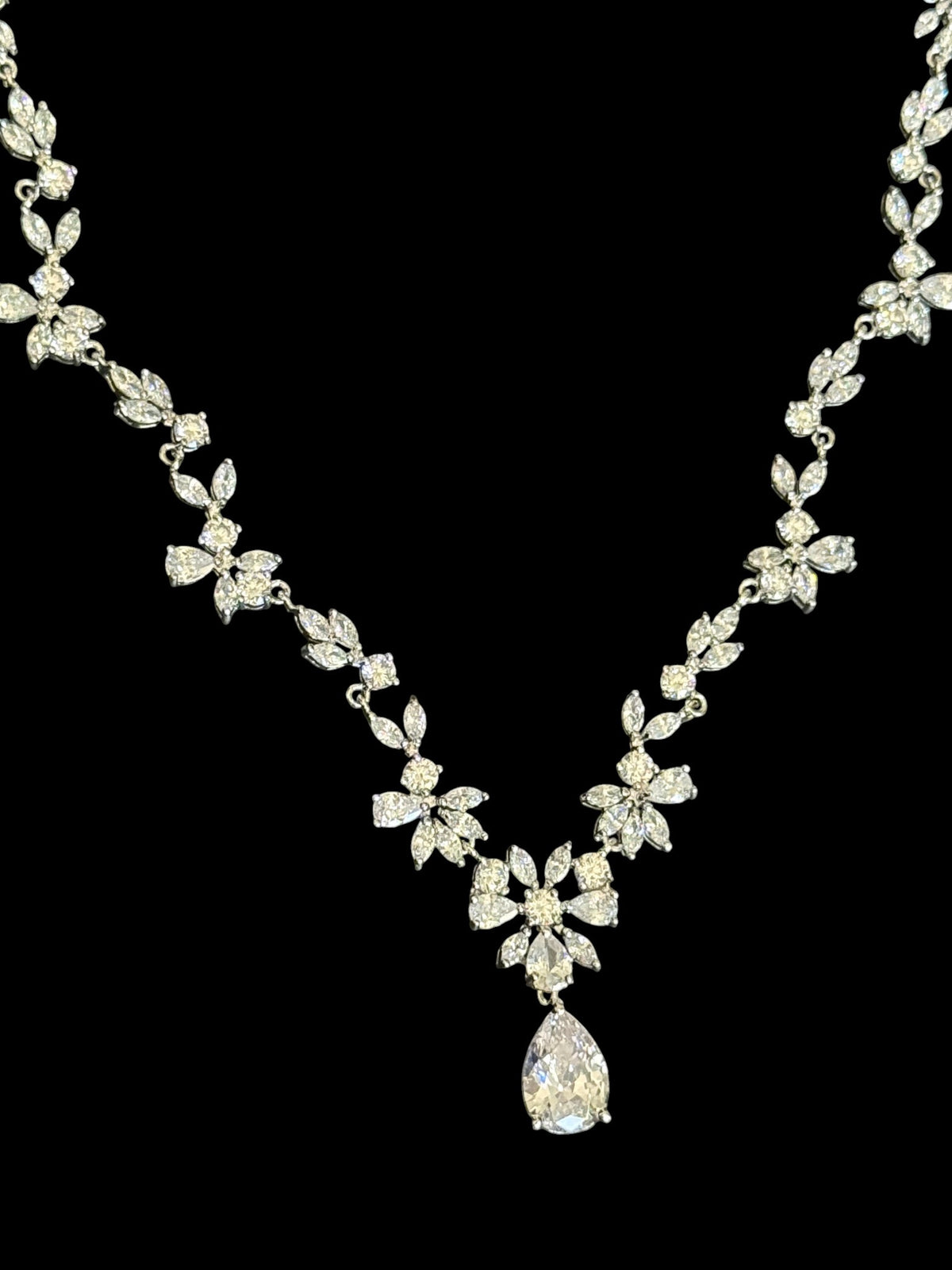 Cubic Zirconia Vine Bridal Necklace & Earring Set