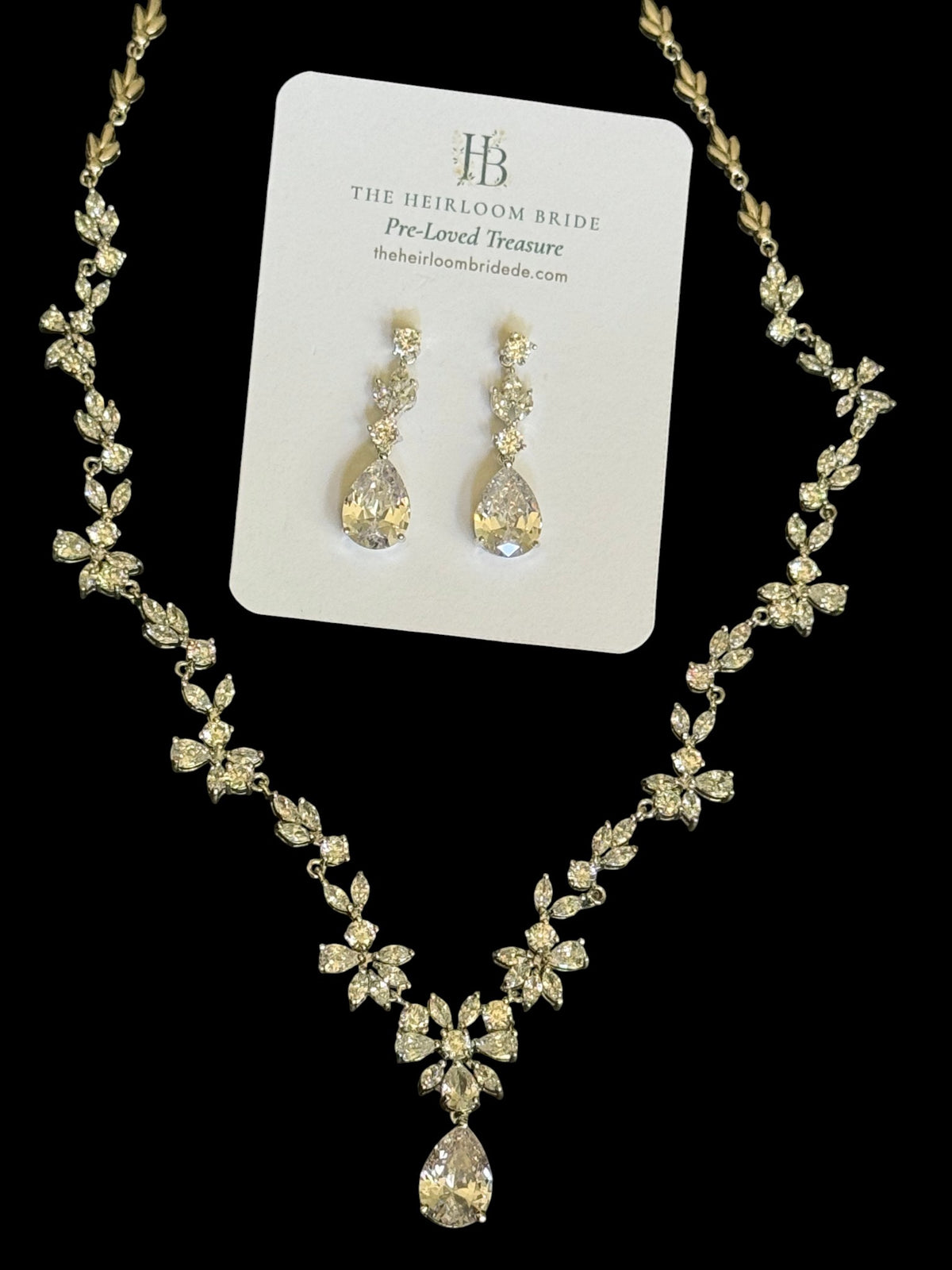 Cubic Zirconia Vine Bridal Necklace & Earring Set