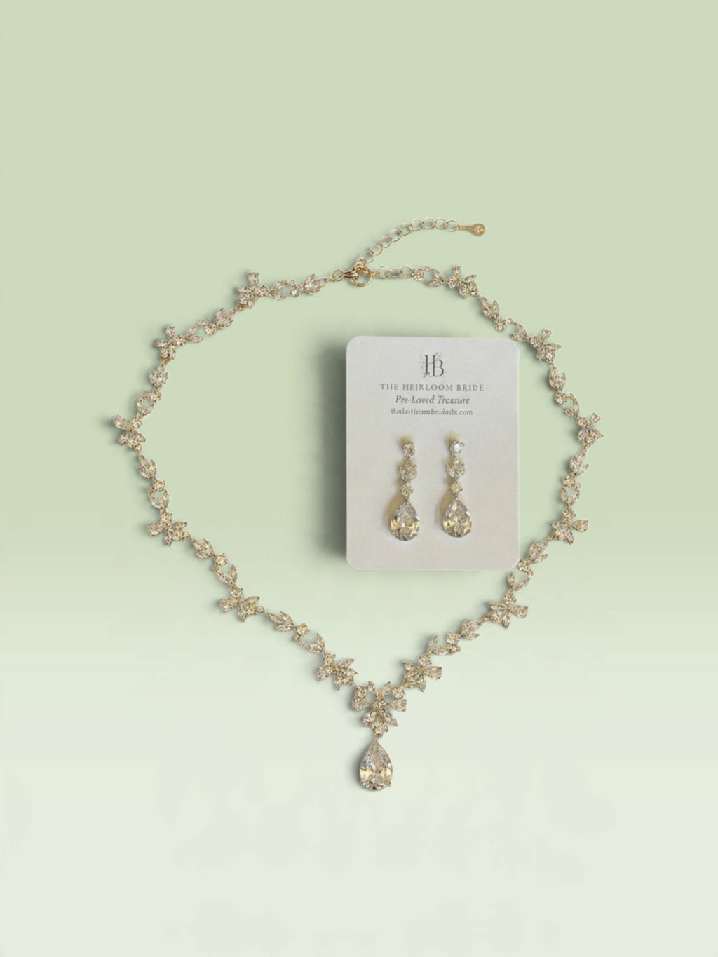 Cubic Zirconia Vine Bridal Necklace & Earring Set