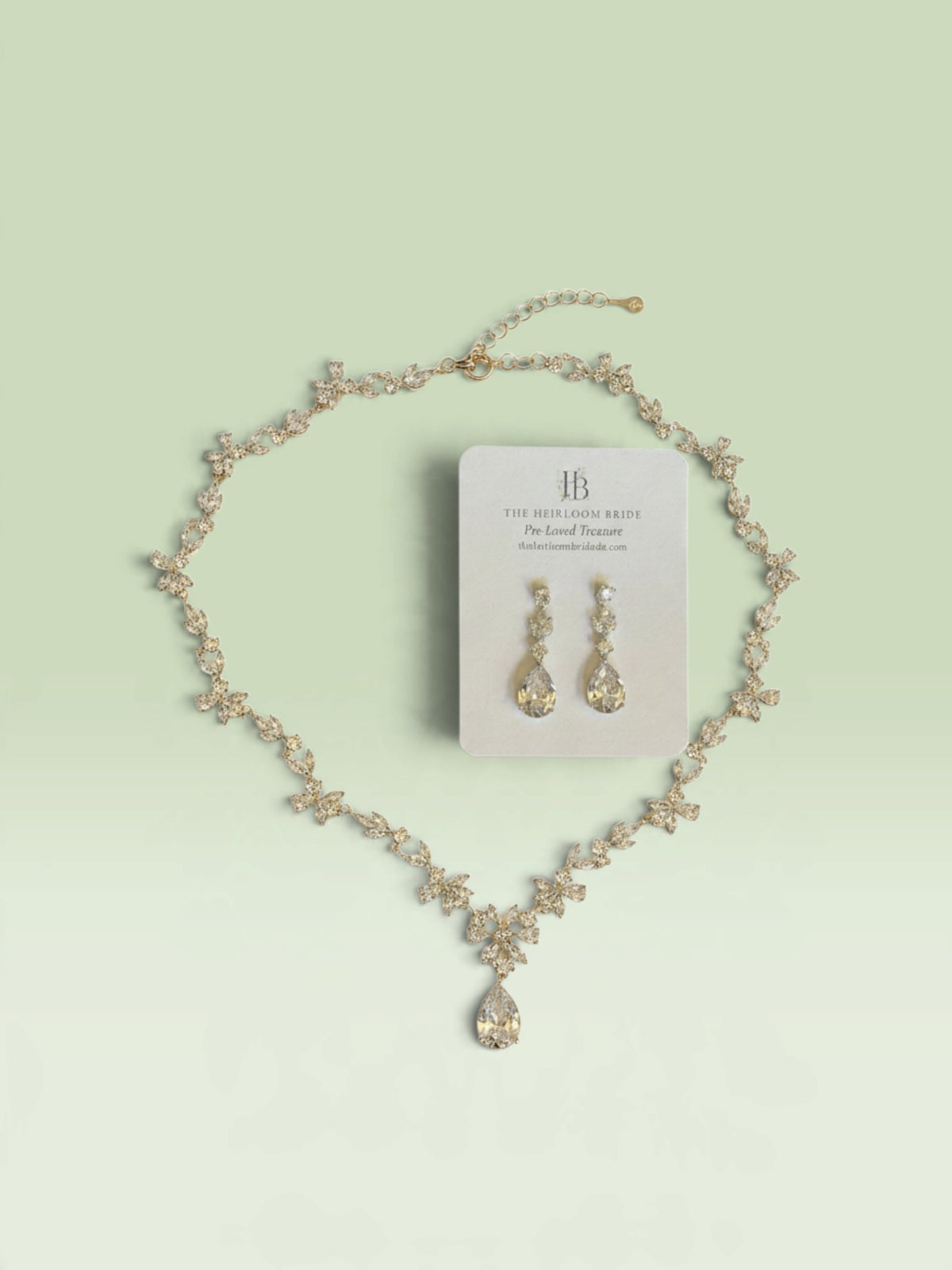 Cubic Zirconia Vine Bridal Necklace & Earring Set