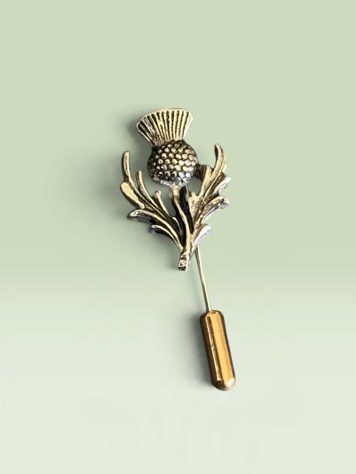 Vintage Scottish thistle stick pin, silver-tone