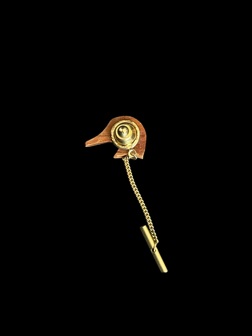 Vintage Duck Head Tie Tack with Chain