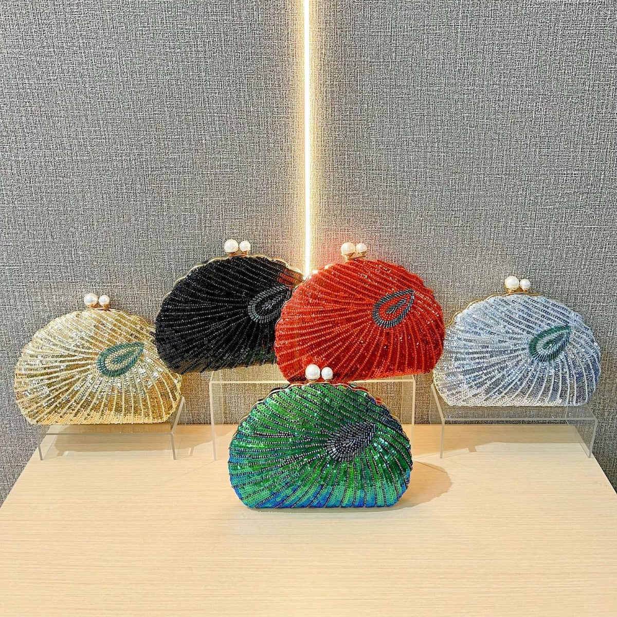 Beaded seashell clutch, another view