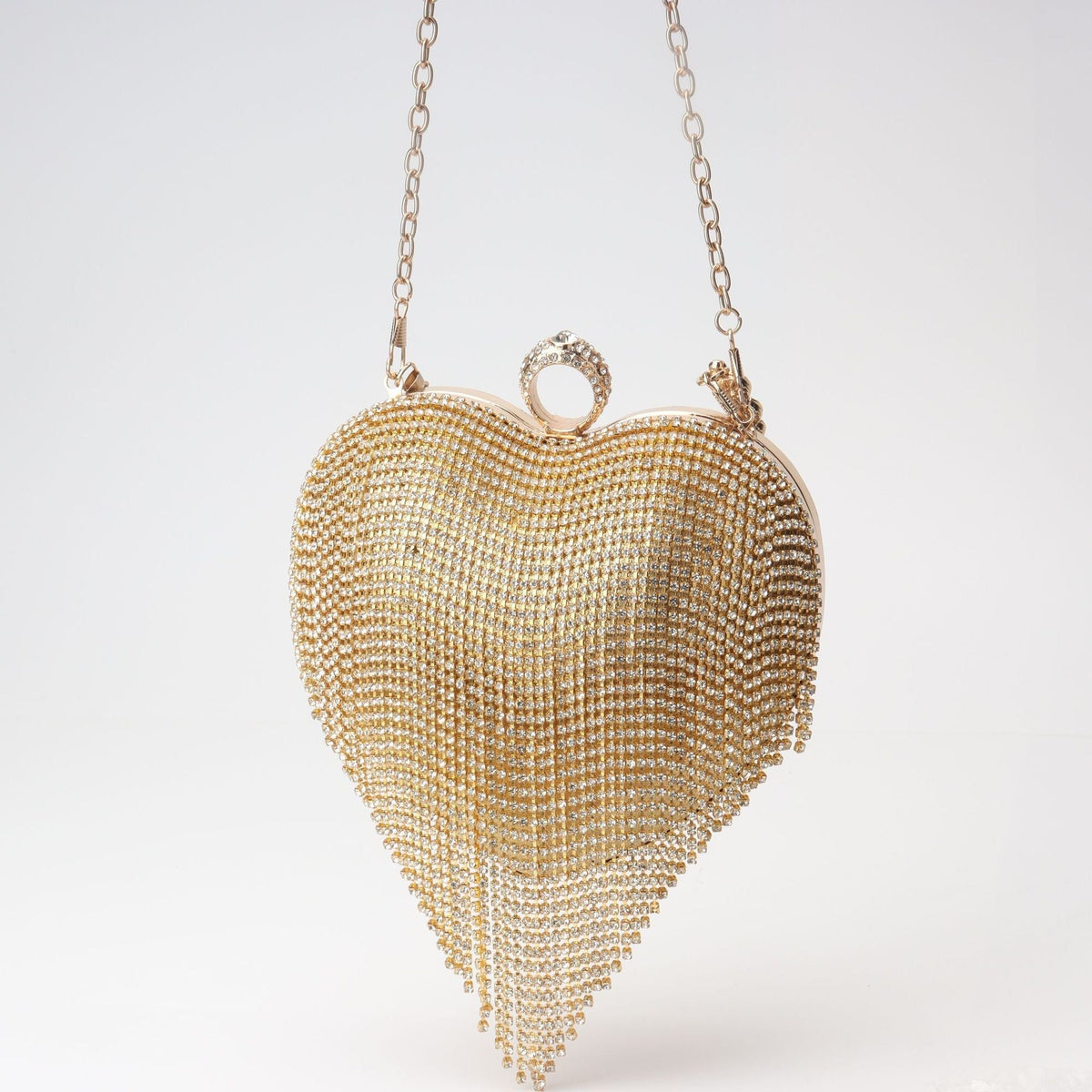 Rhinestone heart bag with fringe