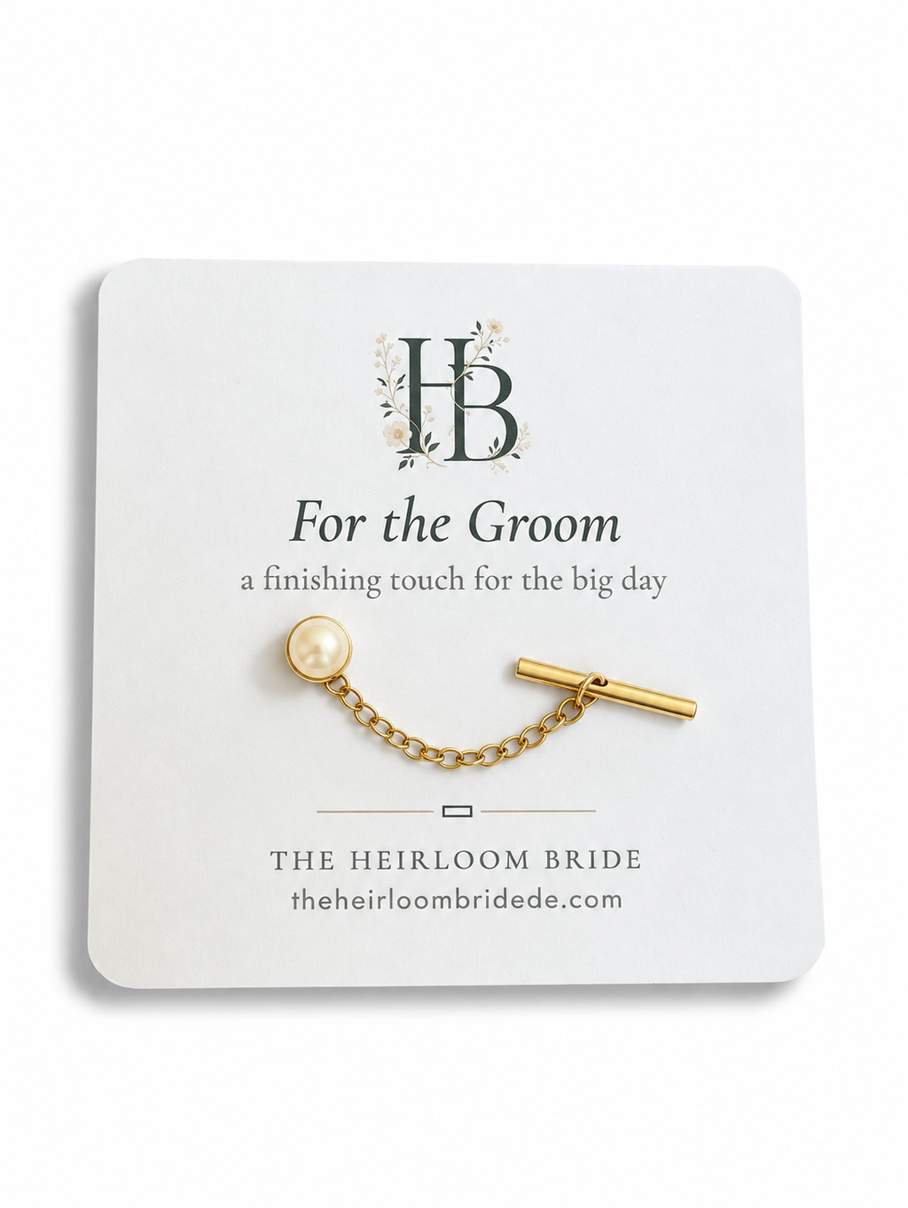 Vintage Faux Pearl Tie Tack with Chain