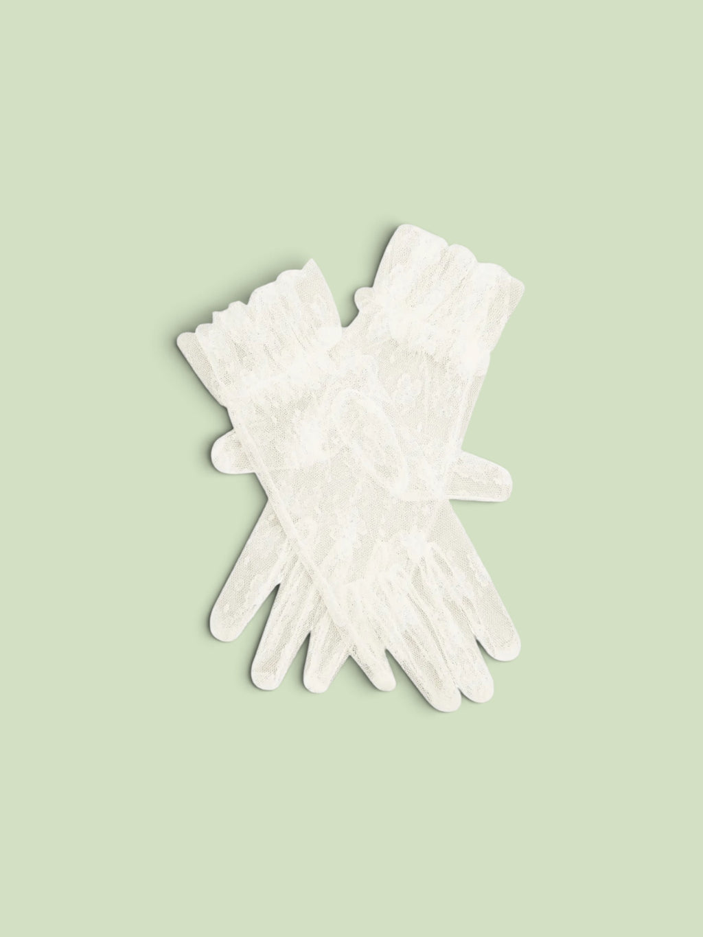 Short Lace Bridal Gloves with Ruffle Cuff