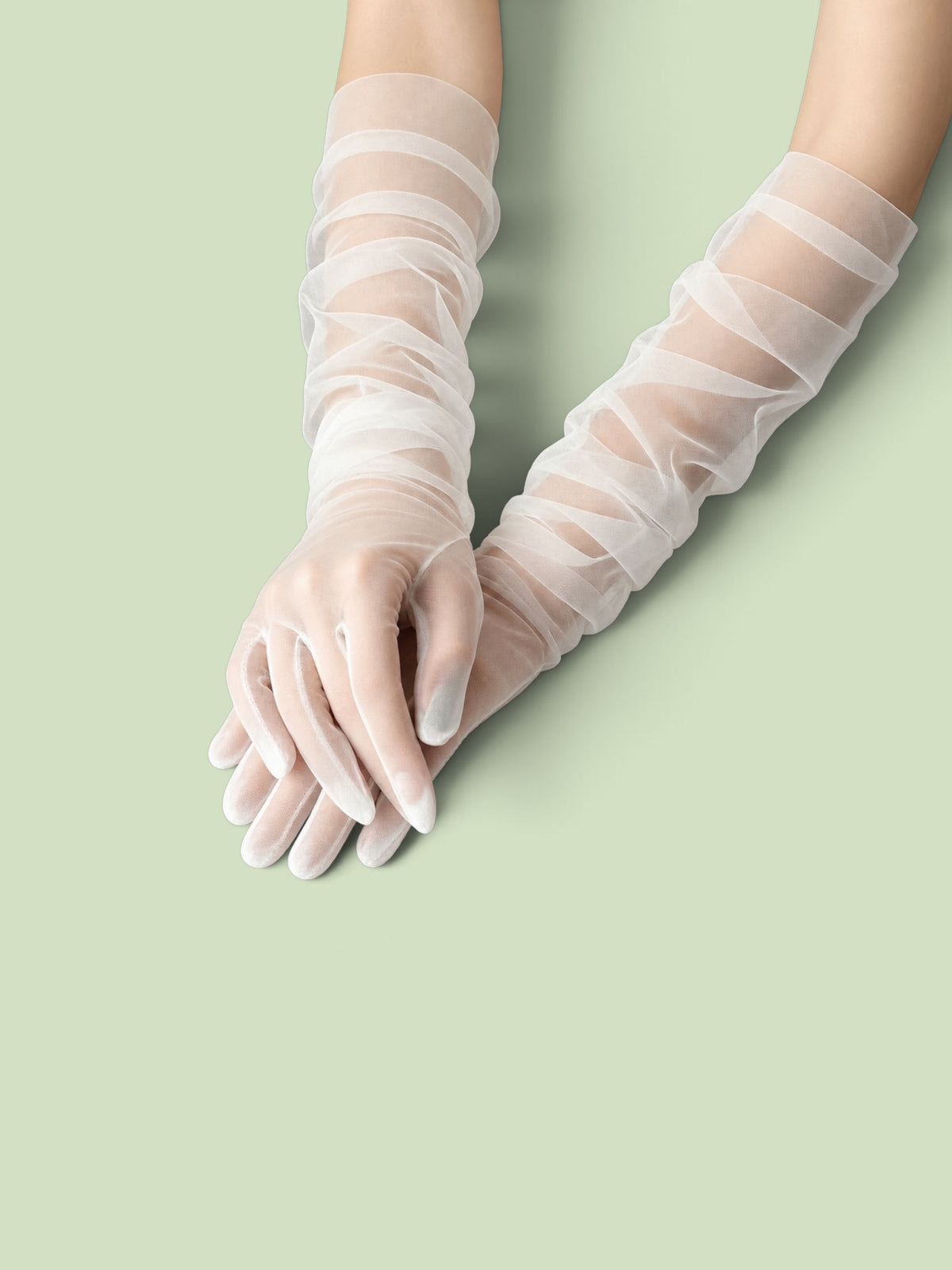 Long Sheer Tulle Gloves