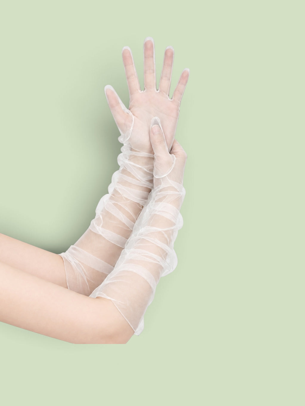 Long Sheer Tulle Gloves