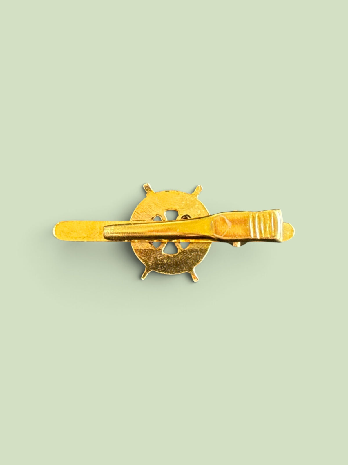 Vintage Damascene Style Ship's Wheel Tie Clip