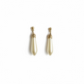 Vintage Faux Pearl Teardrop Dangle Earrings, Gold-Tone