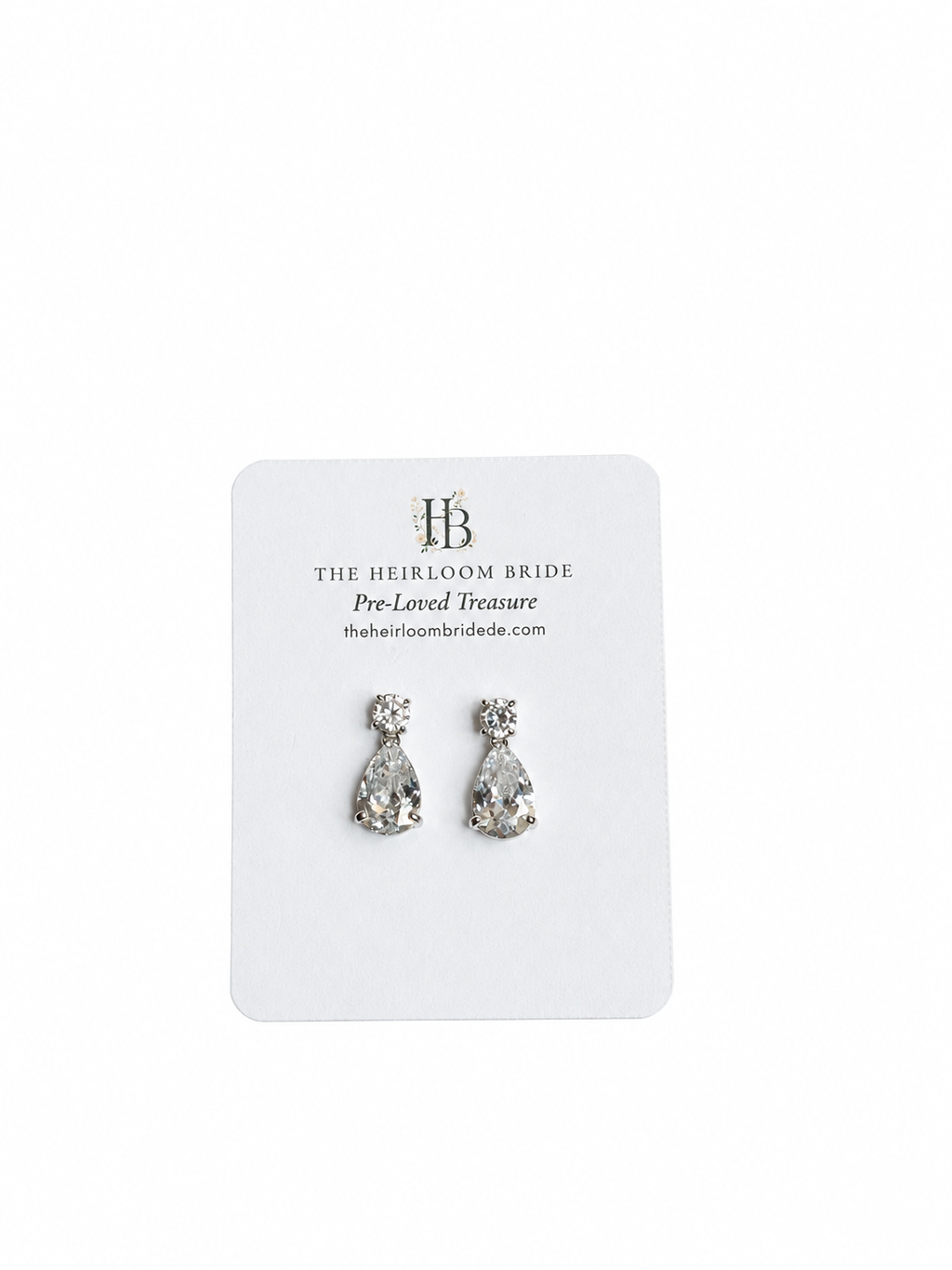 Cubic Zirconia Pear Drop Earrings, Silver
