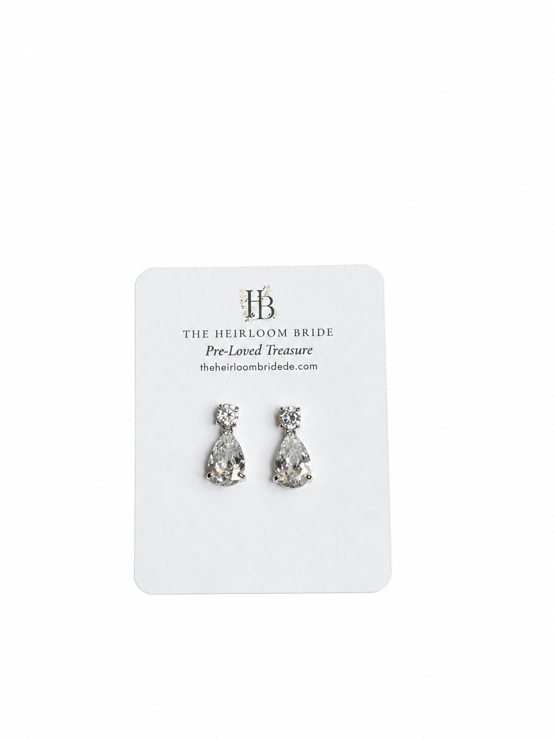 Cubic Zirconia Pear Drop Earrings, Silver