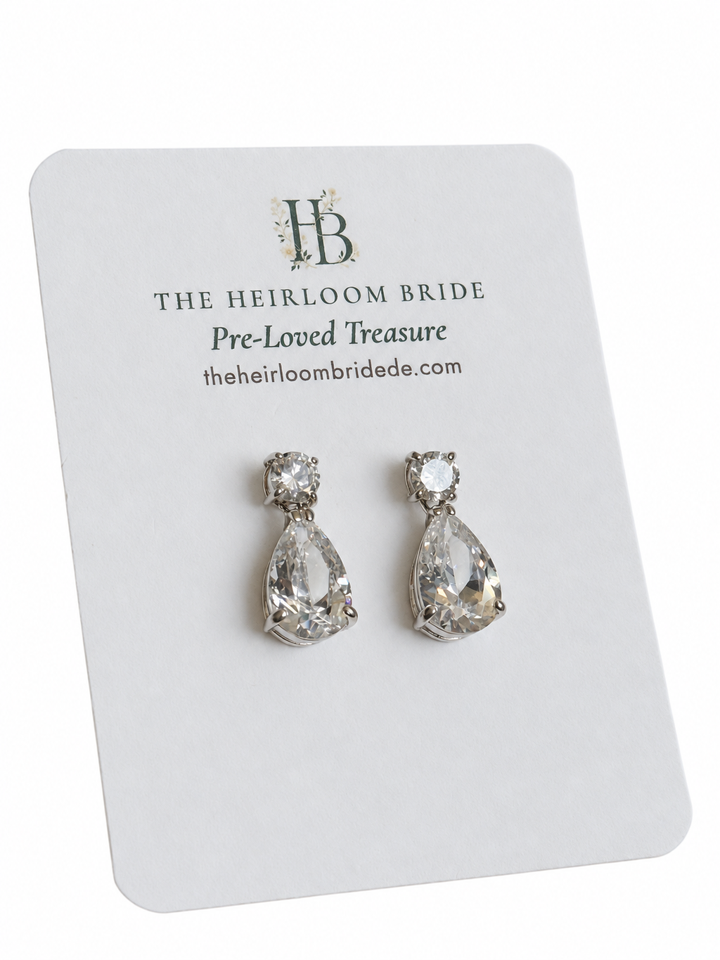 Cubic Zirconia Pear Drop Earrings, Silver