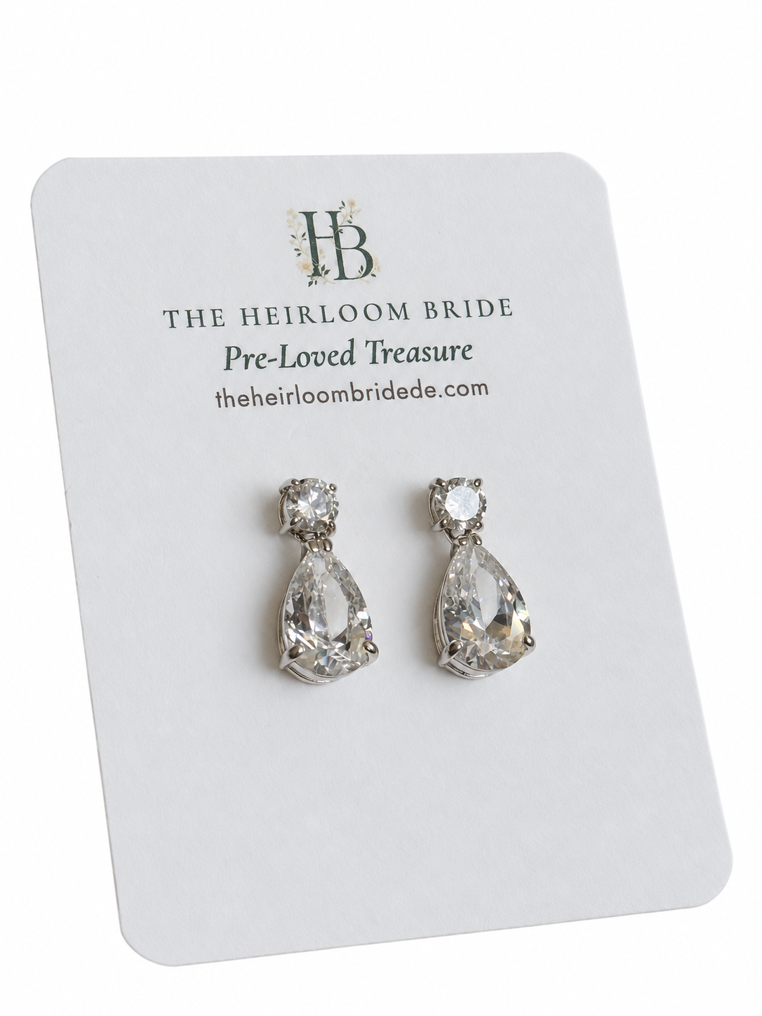 Cubic Zirconia Pear Drop Earrings, Silver