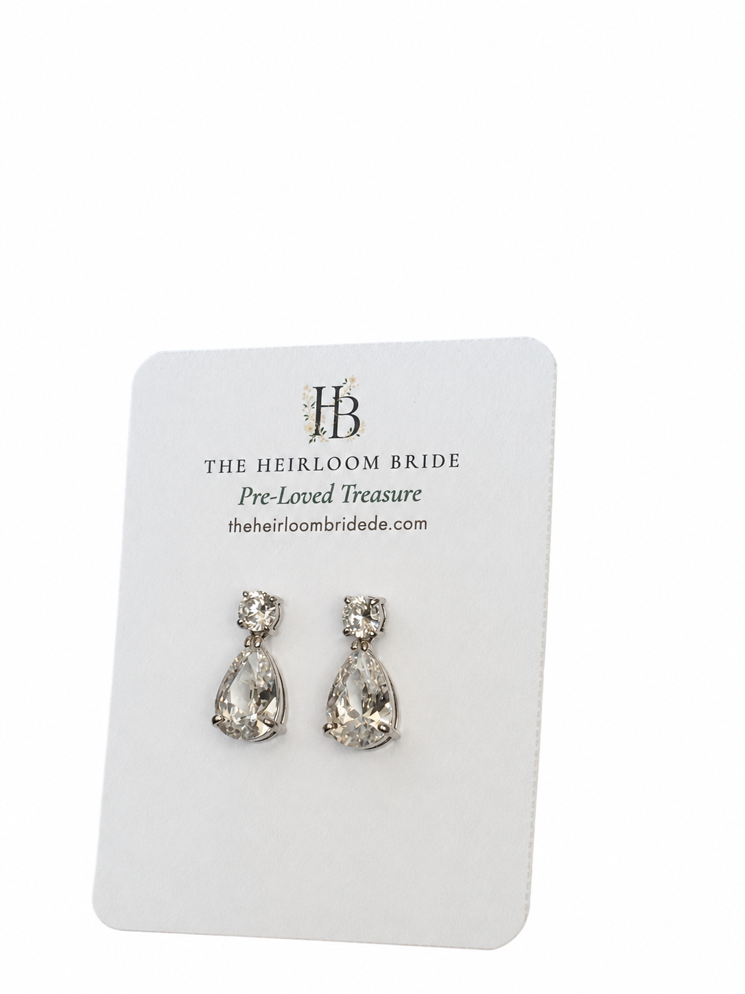 Cubic Zirconia Pear Drop Earrings, Silver