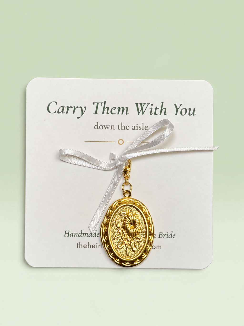 Floral photo locket bouquet charm, gold-tone