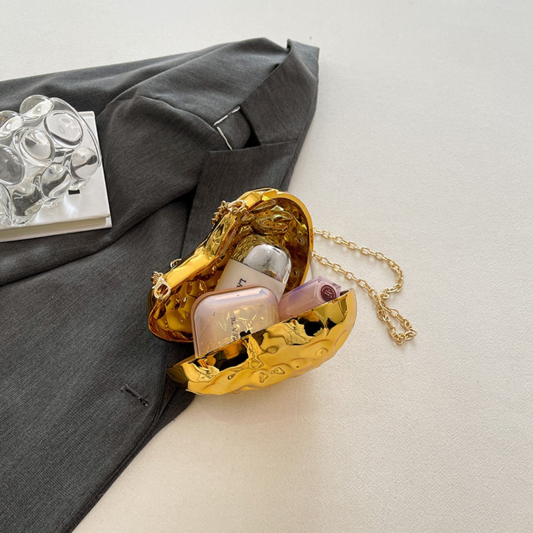 Hammered heart mini bag, another view